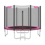 Trampoline Ø 427 cm, ronde tuintrampoline met veiligheidsnet met ladder en gevoerde staven, veiligheidsdeksel, veilig, buiten