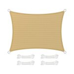 zonnescherm van polyetheen met hoge dichtheid (HDPE), zonwering, UV-bescherming, luchtdoorlatend, voor tuin, balkon, terras; ademend, waterdoorlatend, 4 x 3 m, zandgeel