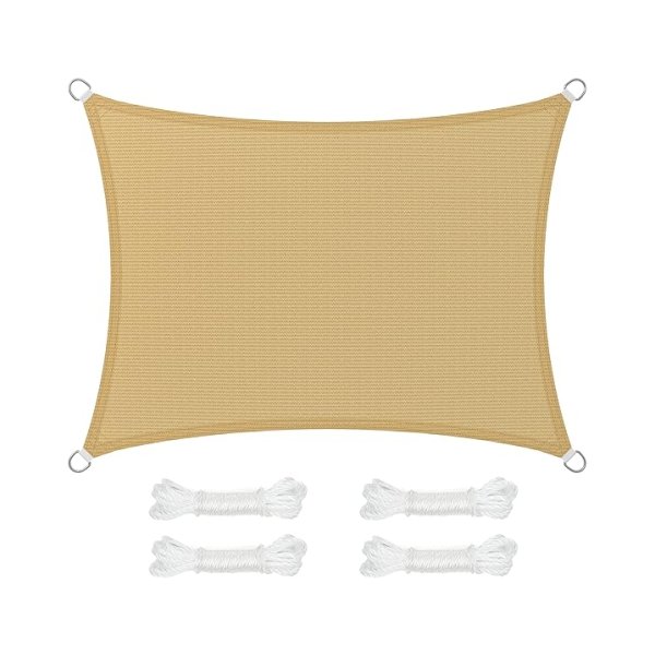 zonnescherm van polyetheen met hoge dichtheid (HDPE), zonwering, UV-bescherming, luchtdoorlatend, voor tuin, balkon, terras; ademend, waterdoorlatend, 4 x 3 m, zandgeel