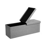 Opbergbank, opbergkast, bedpunt, gevoerde stoel, vouwdeksel, vouwschoenbank, stof 110 x 38 x 38 cm, laadvermogen 300 kg, lichtgrijs
