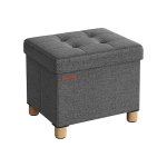 Opbergdoos Kruk met voetsteun opvouwbare bank met opbergruimte 32 x 40 x 33,5 cm voor woonkamer slaapkamer donkergrijs