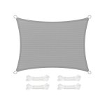 zonnescherm van polyetheen met hoge dichtheid (HDPE), zonwering, UV-bescherming, luchtdoorlatend, voor tuin, balkon, terras; ademend, waterdoorlatend, 4 x 3 m, lichtgrijs