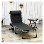 Tuinligbed - Luxe Comfort - Verstelbare Rugleuning - Zwart