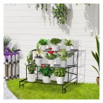 Bloemenplank - 3 niveaus – metaal - zwart