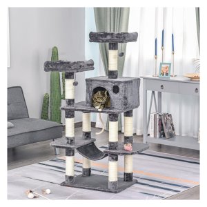 Krabmeubel - Happy Cats - Stevig - Hoog - Grijs