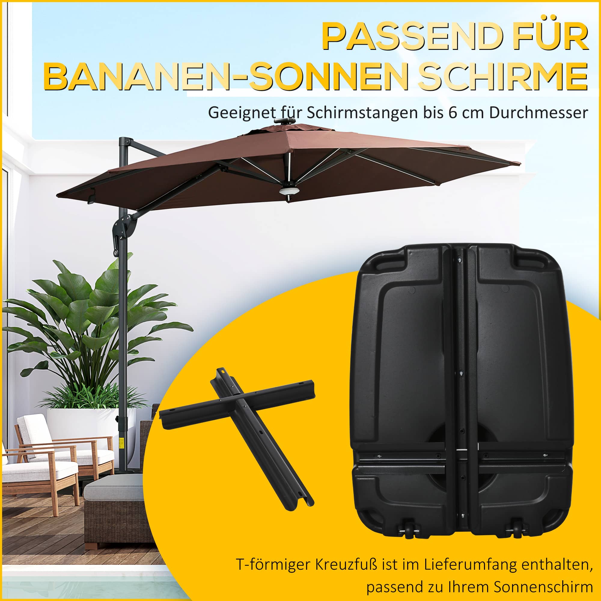 Gele parasolstandaard voor in de grond 40 cm | Fun en Feest