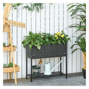 Bloembedhoger- Polyrotan materiaal – Inclusief poten - Bruin