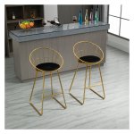 Barstoel – Luxeria - Kunststof Rugleuning – Fluweelachtige Bekleding - Goudkleurig