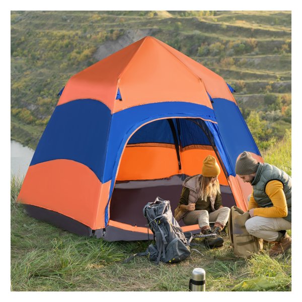 Gezinstent - Zaza Home - Snelle Opzet - Waterdicht - Oranje + Blauw