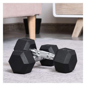 Gewichten – StrongFit - Zeshoekig design – Gietijzer - Zwart