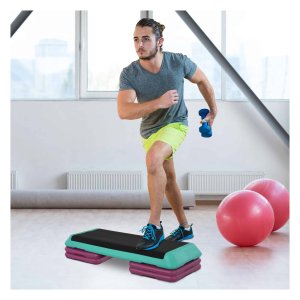 Staphoogte - FitnessPro - Verstelbaar – Aerobics - Zwart/Groen/Violet