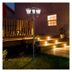 Lantaarns - Zaza Home - Zonnelantaarn met LED - Roestvrij staal - Zwart