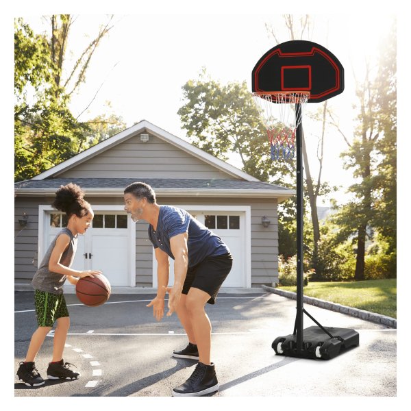 Basketbalstandaard - Verstelbaar - Op wielen - Zwart