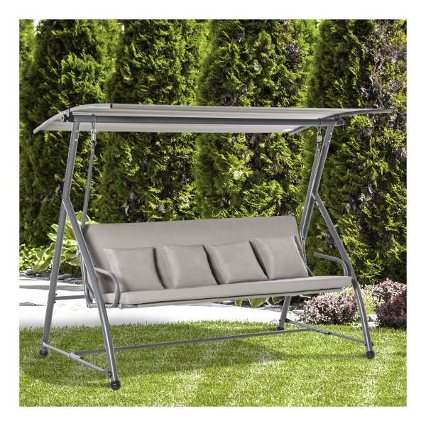 Tuinschommel – Hollywood Swing - Verstelbaar dak – Ligfunctie - Bruin