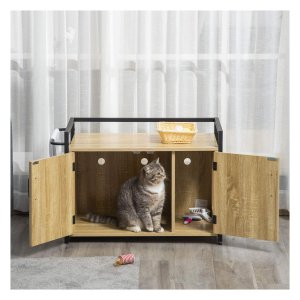 Kattentoilet - Spaanplaat - Natuurlijk hout - Beige