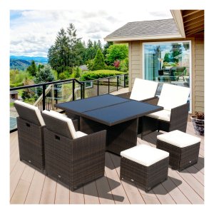 Polyrattan - Luxe Tuinset - 21-delig – Aluminium frame - Bruin