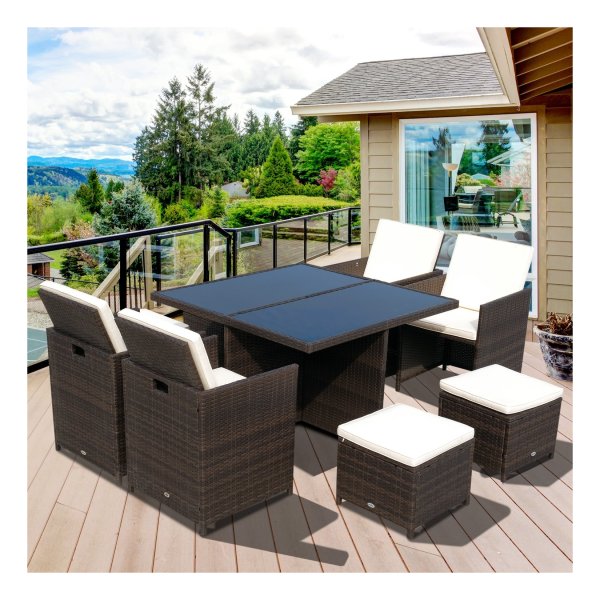 Polyrattan - Luxe Tuinset - 21-delig – Aluminium frame - Bruin