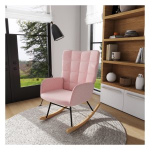 Schommelstoel - Zaza Home - Roze lamsvacht - 120 kg - Roze