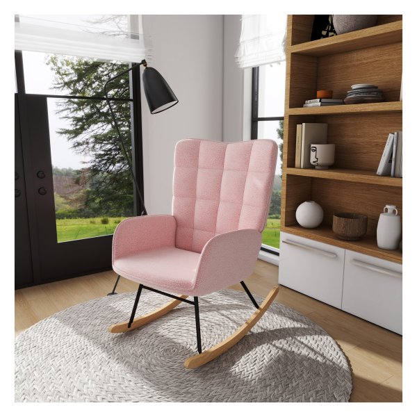 Schommelstoel - Zaza Home - Roze lamsvacht - 120 kg - Roze