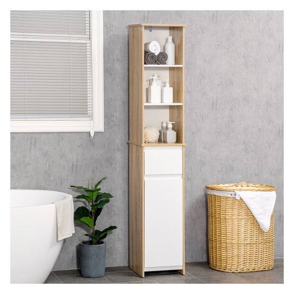 Badkamermeubel - Zaza Home - Ruimtebesparend design - Hoge kast - grijs