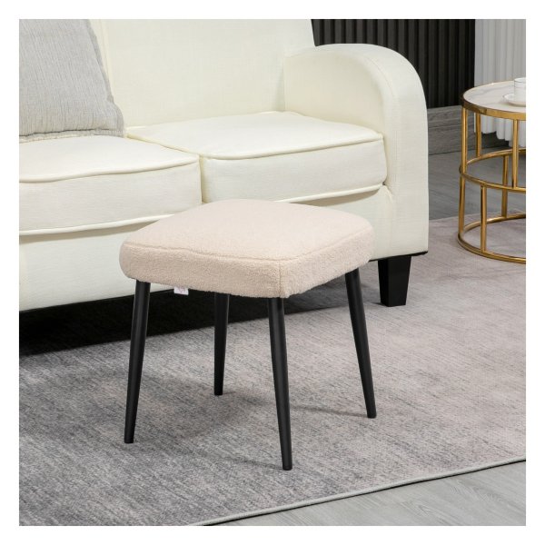 Voetenbankje - LuxeLiving - Pluche bekleding - Robuuste frame - Grijs