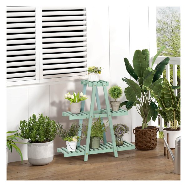 Plantenrek - Natuurlijk Groen - 3 niveaus - 6 bloempotten - Lichtgroen