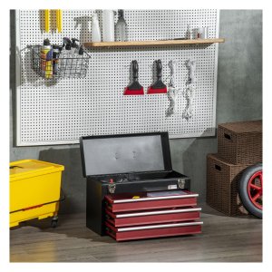 Werkbank – Staalwerk - Handige handgreep – Veiligheidsslot - Zwart/Rood