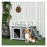 Hondenhuis - LuxeHonden - Balkon - Stappen - Lichtgrijs