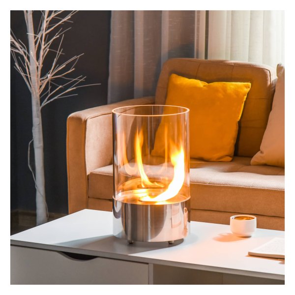 Openhaard - LuxFire - Rookvrij vuur - Gehard glas - Zilver