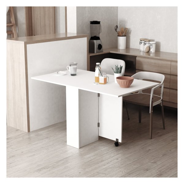 Tafel - Stijlvolle Tafels - Opvouwbaar – Met opbergruimte - Wit