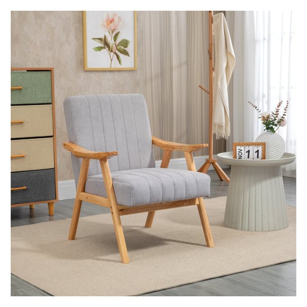 Fauteuil - LoungeLife - Scandinavisch design - fluweel-look - lichtgrijs