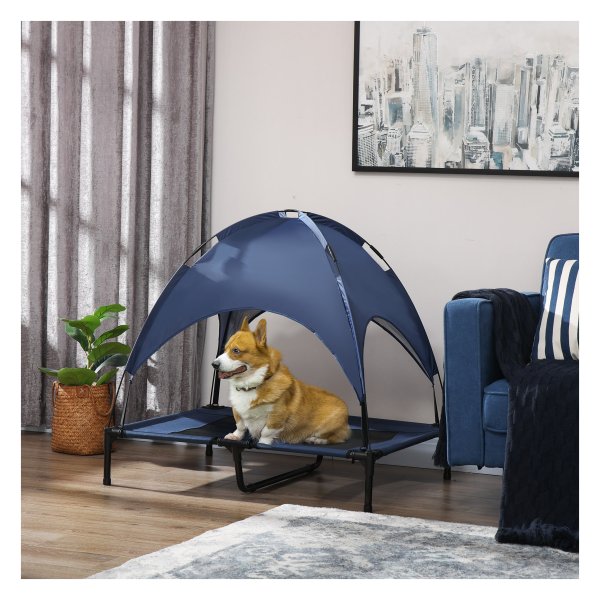 Huisdierbed - ComfortPaws - Verhoogd en ademend - Donkerblauw