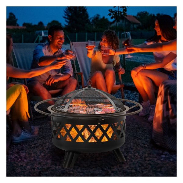 Bbqvuurkorf - LuxeGrill - 2-in-1 functie – Vonkenbeschermend - Zwart
