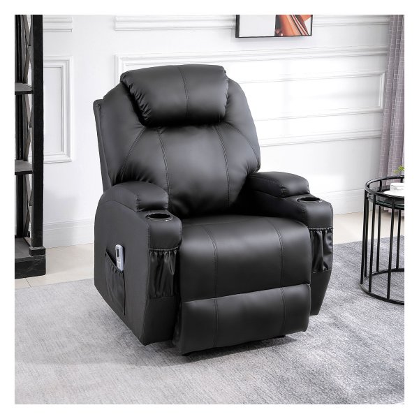 Massagestoel - LuxRelax - Relaxfunctie - Synthetisch leer - Zwart