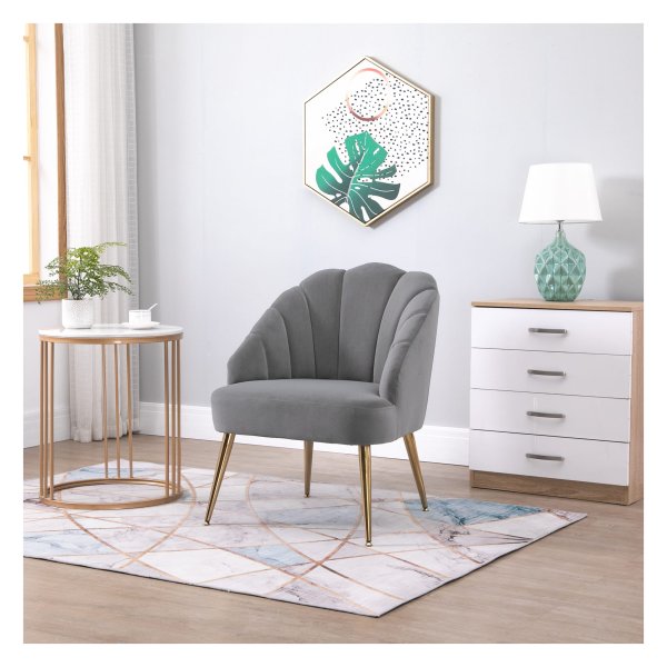 Eetkamerstoel - Zaza Home - Retro Design - Gouden Poten - Grijs