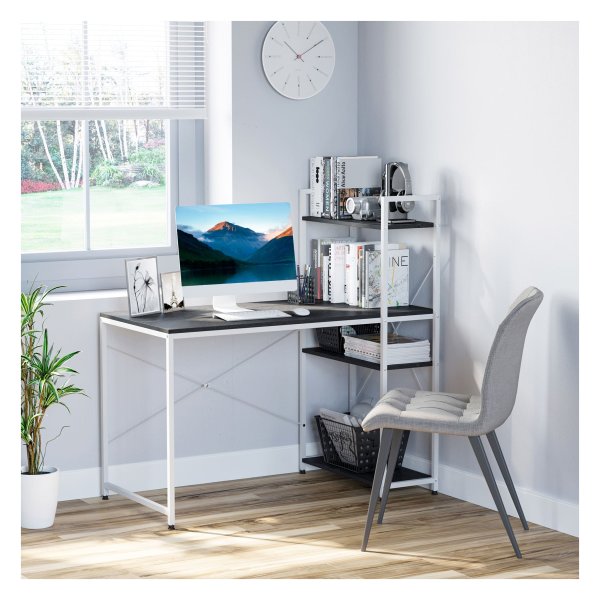Bureau - Zaza Home - Computerbureau - Werktafel - Wit/Zwart