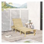 Tuinlounger - RelaxMeubel - Verstelbaar en zonnedak - Natuurlijk houtgroen
