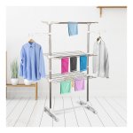 Opvouwbare mobiele wasdroger met 3 niveaus en wielen, 80-142 x 55 x 152 cm