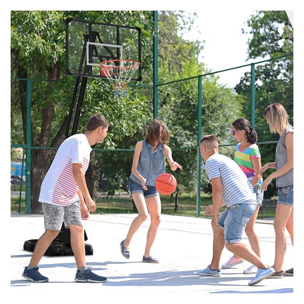 Basketbalstand - Hoogte verstelbaar - Met rollen - Zwart
