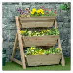 Plantenre-- 3 planken - Bloemenstandaard - Naturel