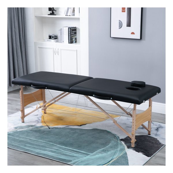 Massagebank - LuxLife - Verstelbare hoogte - Cosmetica bank - Zwart