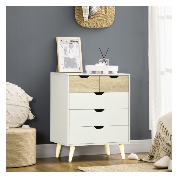 Ladenkast - TrendyLiving - 5 lades – Wit/Lichtbruin