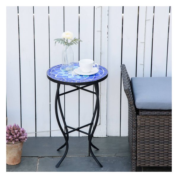 Mozaekbloemkruk - Zaza Home - Weerbestendig - Rond - Iron Blue