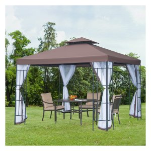 Tuinpaviljoen - - Muggennetten - Dubbel dak - Grijs