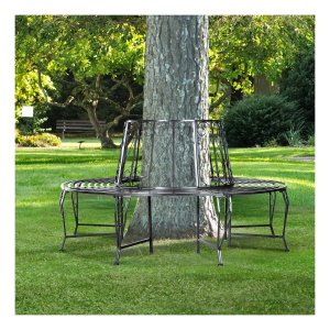 Tuinzitbank - Ronde Boom Bank - 360° Zitgedeelte - Metaal - Zwart