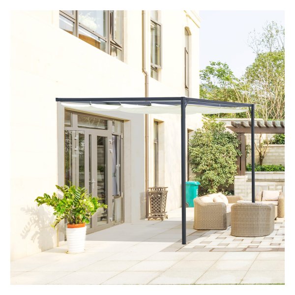 Tuinpaviljoen - LuxeGarden - Stofdak - Overdekt terras - Crème wit