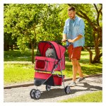 Hondenbuggy - PawHut - Opvouwbaar - Lichtgewicht - Rood
