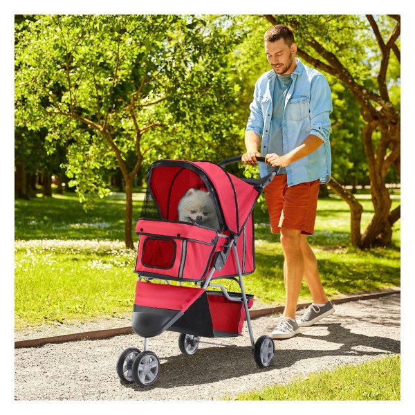 Hondenbuggy - PawHut - Opvouwbaar - Lichtgewicht - Rood