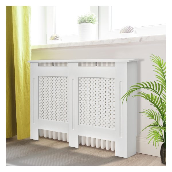 Het opnieuw invoeren van lichaamsbekleding Remedie Cover verwarmingsbekleding, MDF, wit, B112 x D19 x H82cm