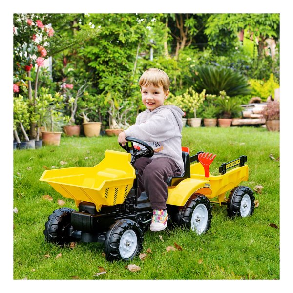 Graafmachine - Zaza Home - Met Bulldozer - Pedaaltractor - Geel